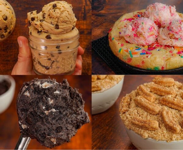 4 Low Calorie Desserts & Snacks |  | Easy, High Protein No Bake Cookie Dough, Brownie Batter