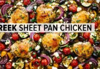 SHEET PAN CHICKEN DINNER | loaded with Greek & Mediterranean flavors!