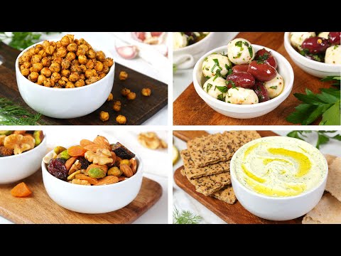 4 Healthy Mediterranean Snack Recipes | Quick + Easy + Delicious Snacks!