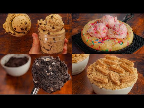 4 Low Calorie Desserts & Snacks |  | Easy, High Protein No Bake Cookie Dough, Brownie Batter