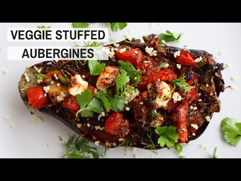 GREEK STYLE VEGETABLE STUFFED AUBERGINES | Mediterranean Diet Recipe