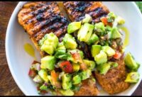 Salmon with Avocado Salsa (Low-Carb, Paleo, Whole30, Healthy)